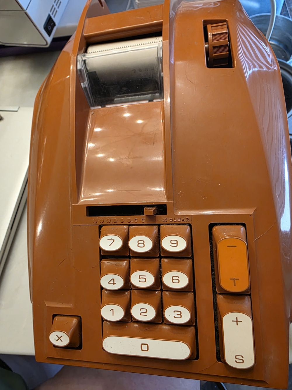 Vintage MCM SEARS Orange Desktop Adding Machine